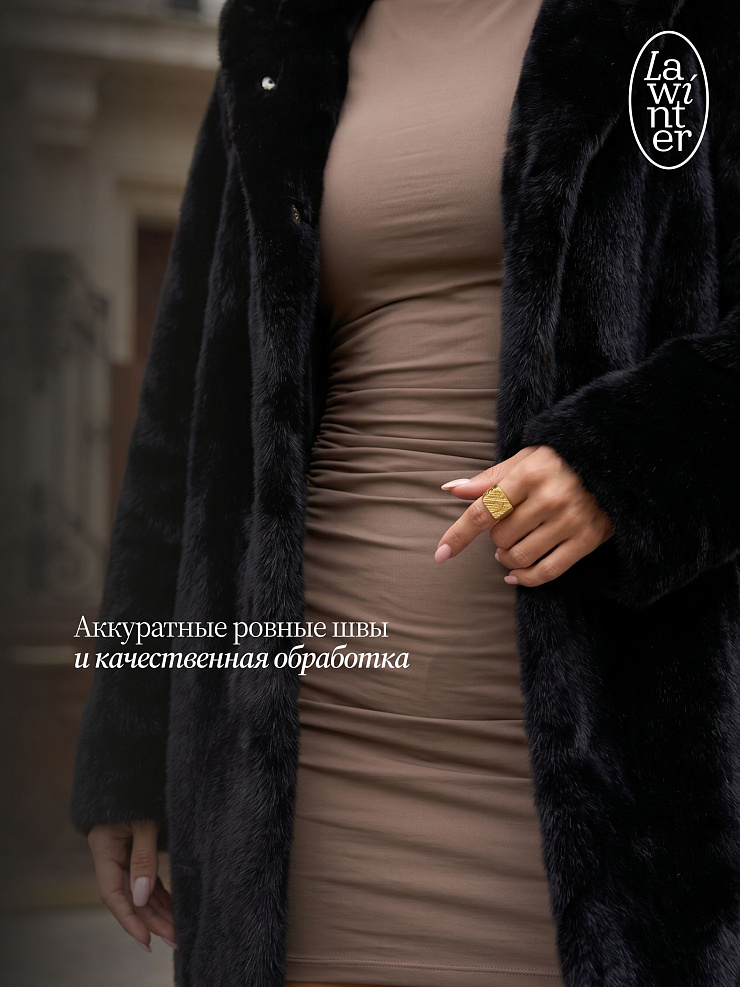 Шуба женская зимняя LAWINTER, черная, модель 54262