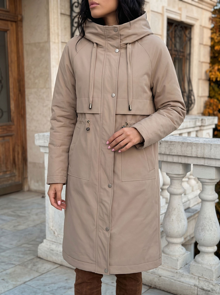 Пальто женское демисезонное LAWINTER, хаки, модель 83155