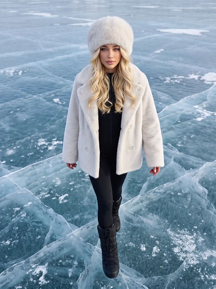 Шуба женская зимняя LAWINTER, молочная, модель 56880