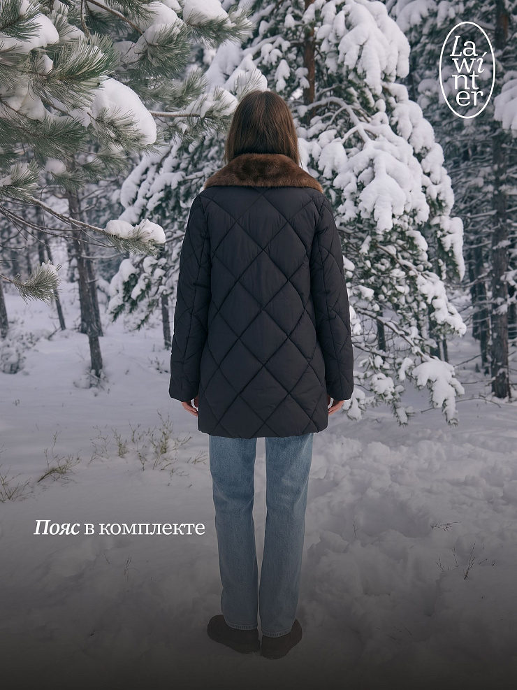 Куртка женская зимняя LAWINTER, черный-коричневая, модель 85361