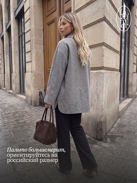 Пальто женское осеннее LAWINTER, светло-серое, модель 85392