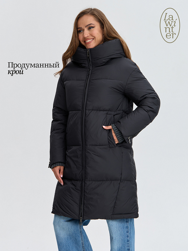 Пуховик женский зимний LAWINTER, черный, модель 85789