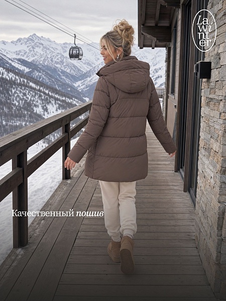 Куртка женская зимняя LAWINTER, коричневая, модель 85780