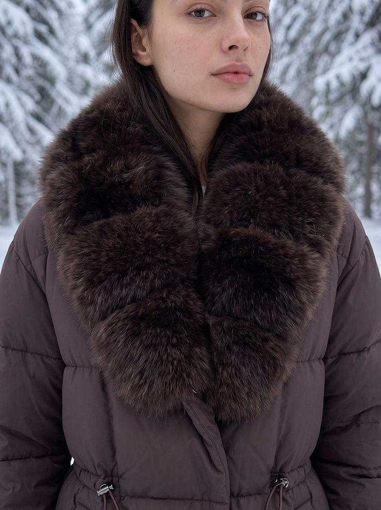 Куртка женская зимняя LAWINTER, коричневая, модель 86385