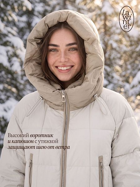 Пуховик женский зимний LAWINTER, светлая олива, модель 86998