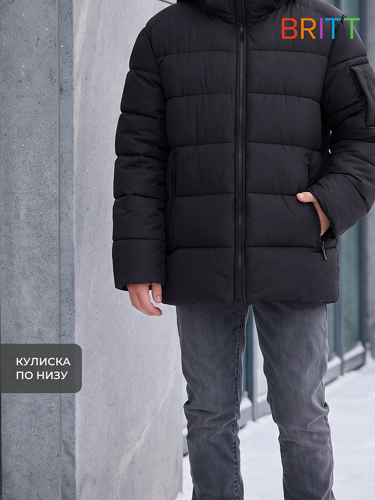Куртка для мальчика зимняя BRITT, черная, модель 66121