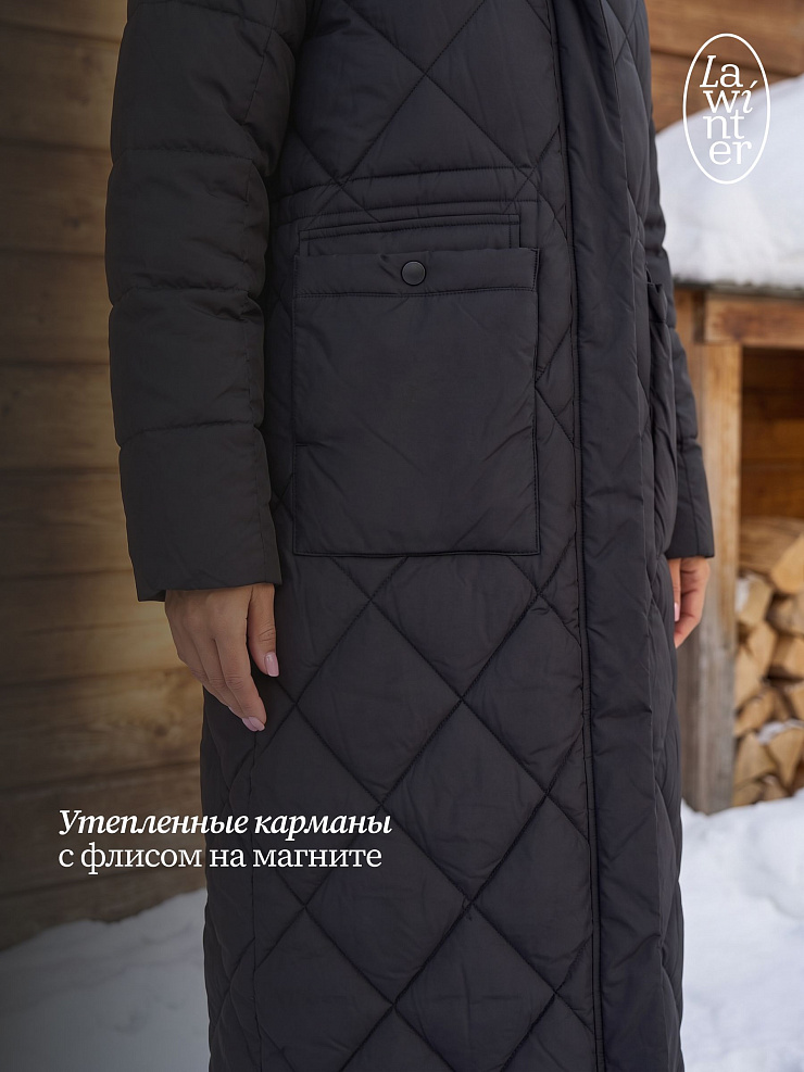 Пуховик женский зимний LAWINTER, черный, модель 84944