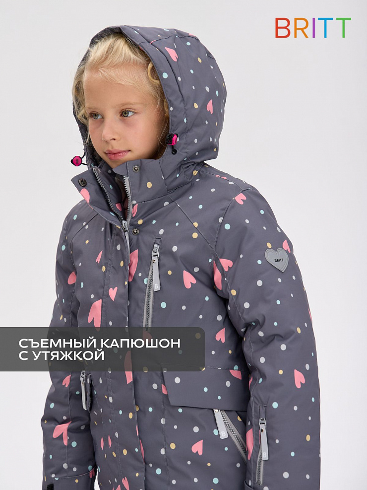 Куртка для девочки зимняя BRITT, серая, модель 65555