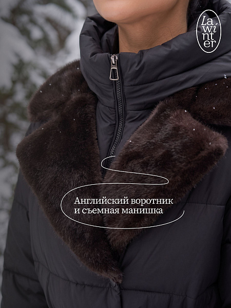 Пуховик женский зимний LAWINTER, черный, модель 86603