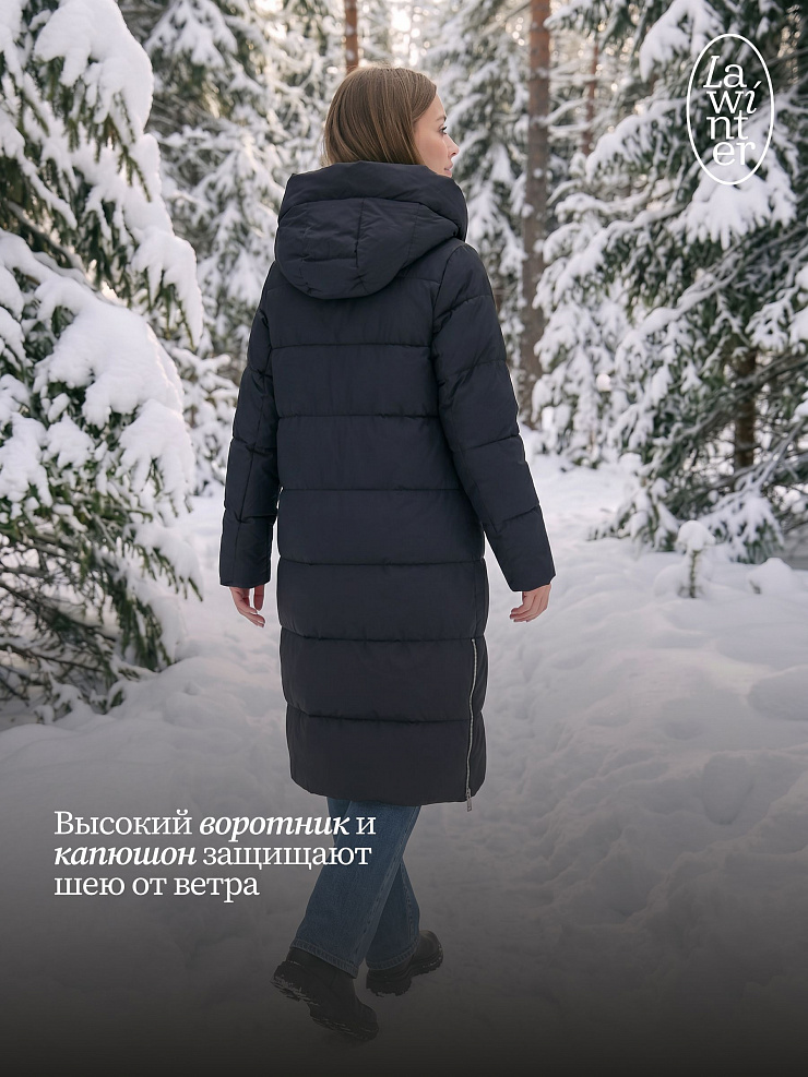 Пуховик женский зимний LAWINTER, черный, модель 85166