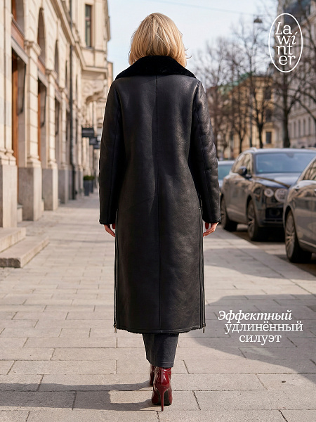 Дубленка женская зимняя LAWINTER, черная, модель 34499