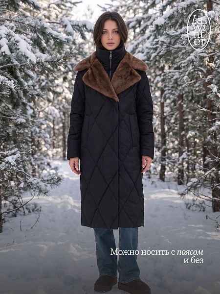 Пуховик женский зимний LAWINTER, черный, модель 86771