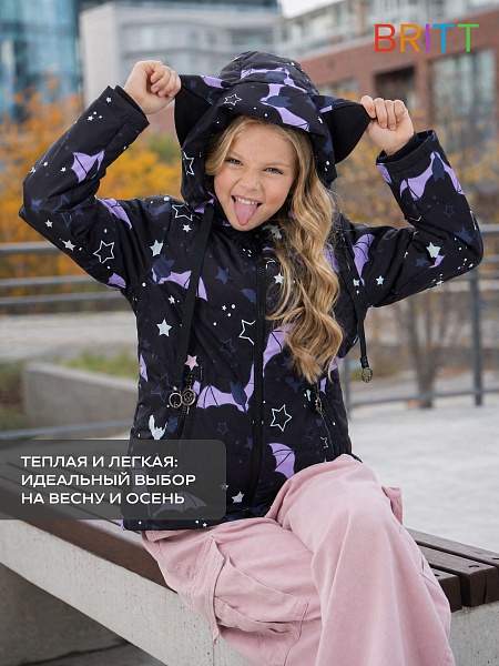 Куртка для девочки демисезонная BRITT, черная, модель 63751