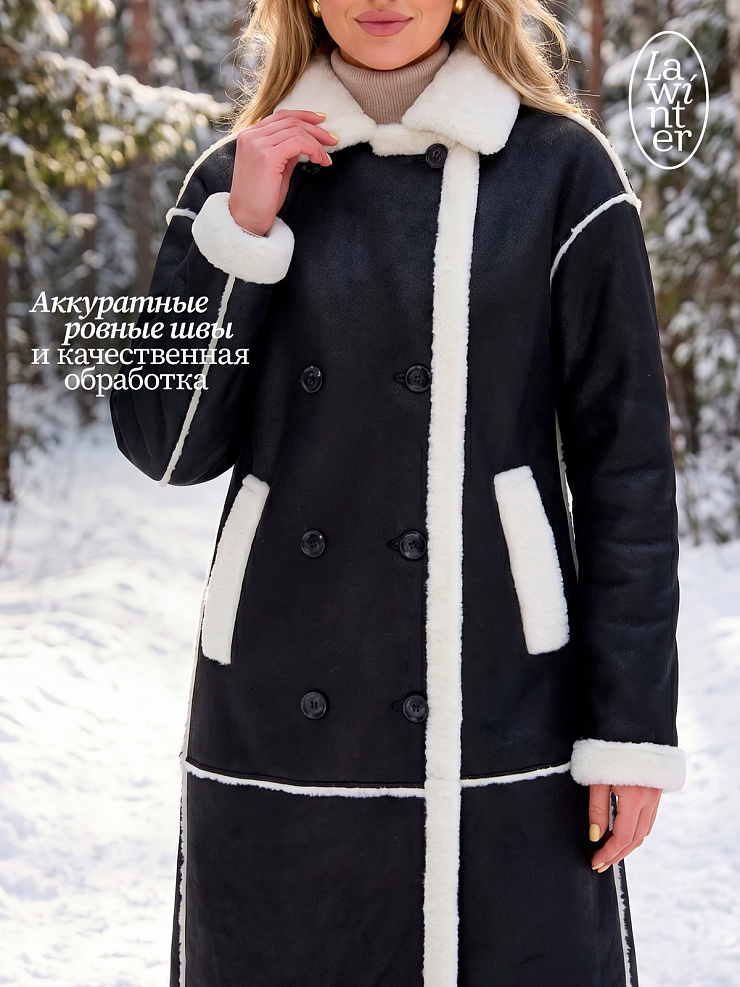 Дубленка женская зимняя LAWINTER, черная, модель 34419