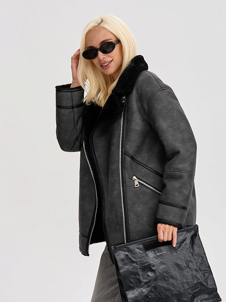 Дубленка LAWINTER  модель 35766, цвет Темно-серый