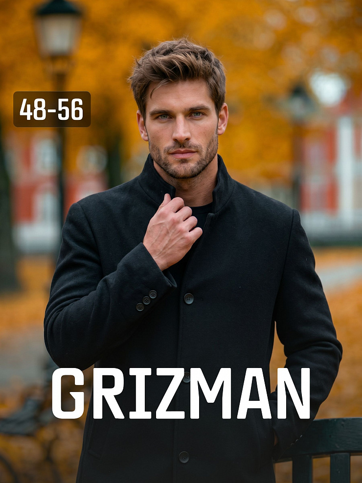 Пальто мужское демисезонное GRIZMAN, черное, модель 75417