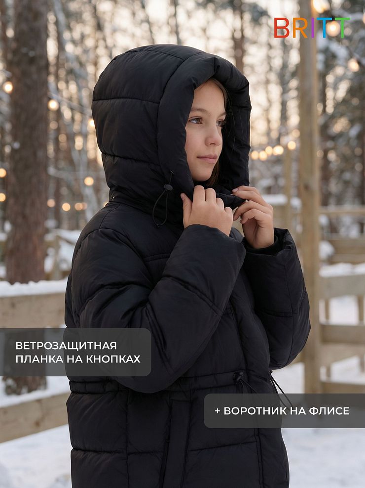 Куртка для девочки зимняя BRITT, черная, модель 65394