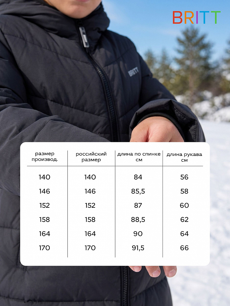 Куртка для мальчика зимняя BRITT, темно-синяя, модель 65522
