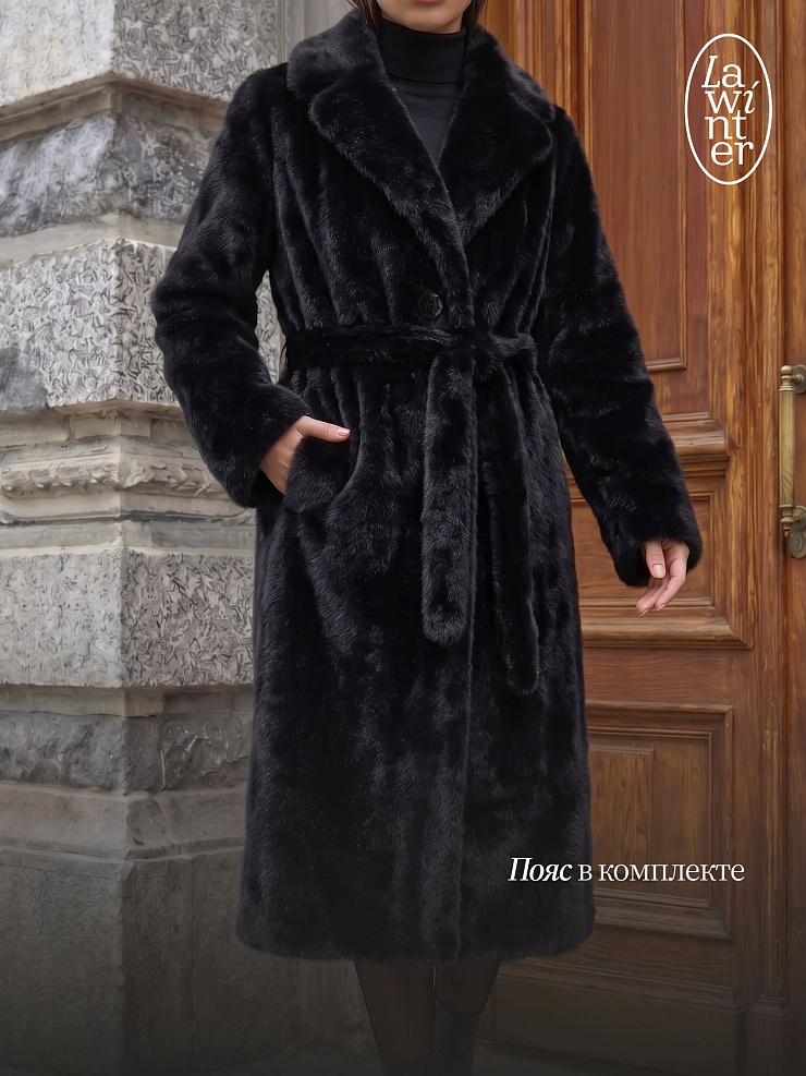 Шуба женская зимняя LAWINTER, черная, модель 55788