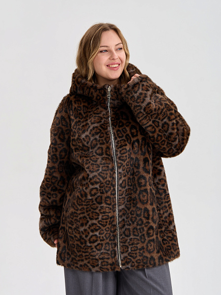 Дубленка LAWINTER  модель 35622, цвет Черный леопард