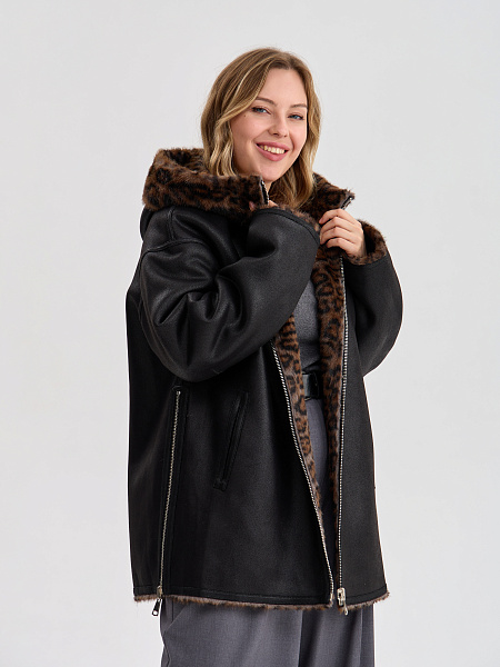 Дубленка LAWINTER  модель 35622, цвет Черный леопард