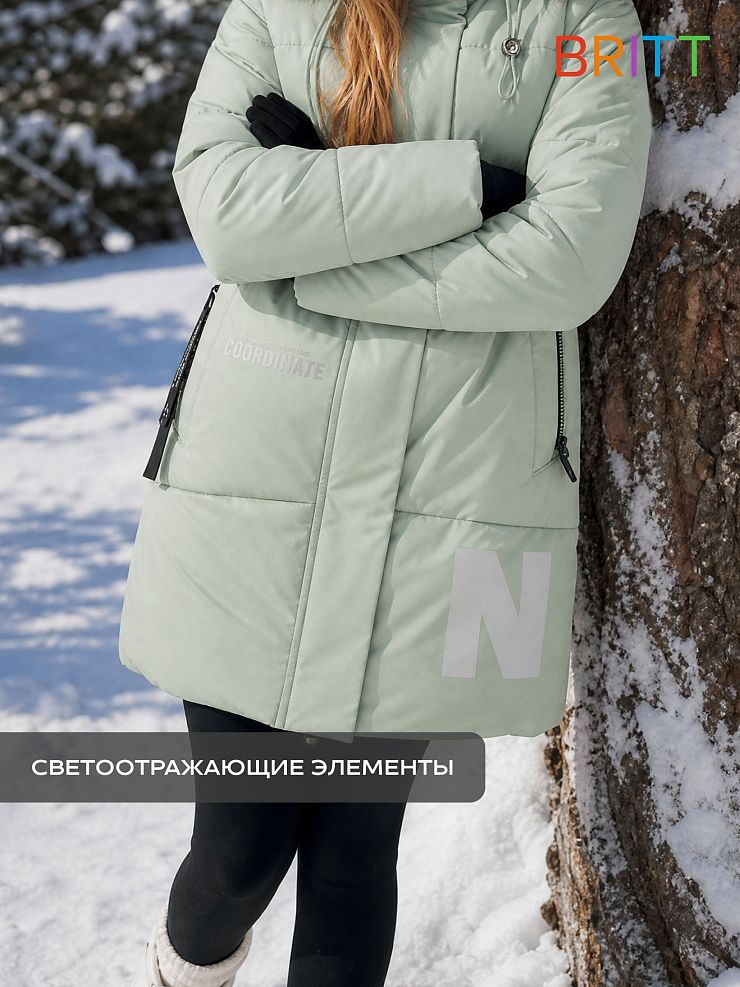 Куртка для девочки зимняя BRITT, мята, модель 63832