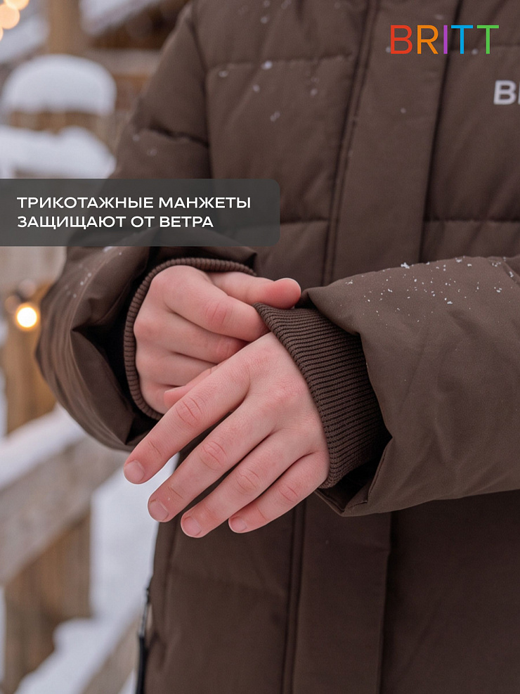 Куртка для девочки зимняя BRITT, коричневая, модель 66731