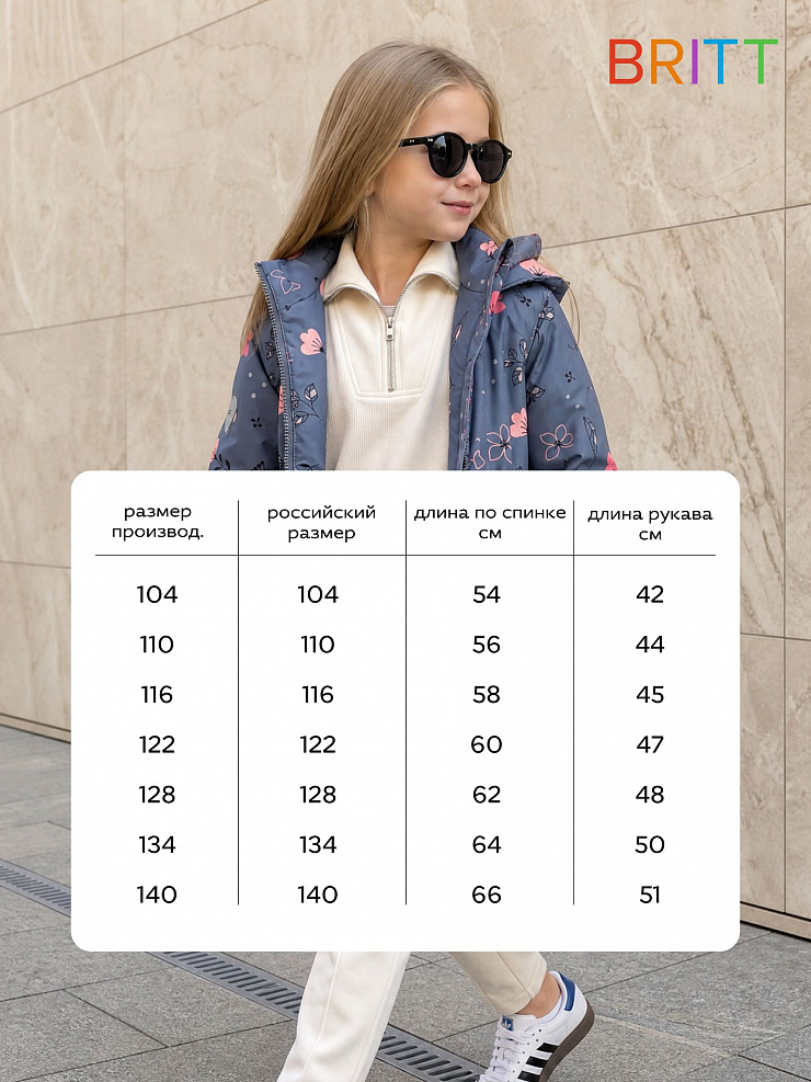 Куртка для девочки демисезонная BRITT, темно-серая, модель 64738