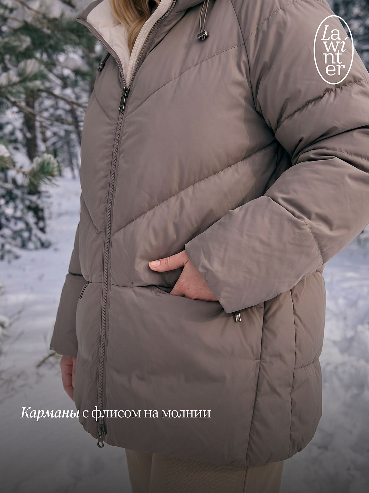 Куртка женская зимняя LAWINTER, кофе, модель 86233