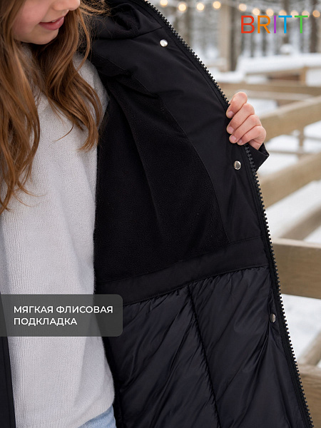 Куртка для девочки зимняя BRITT, черно-бежевая, модель 65346