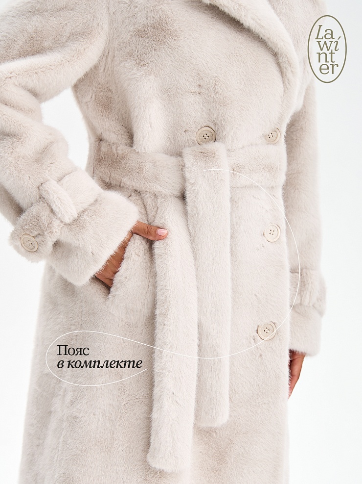 Шуба женская зимняя LAWINTER, молочная, модель 54478