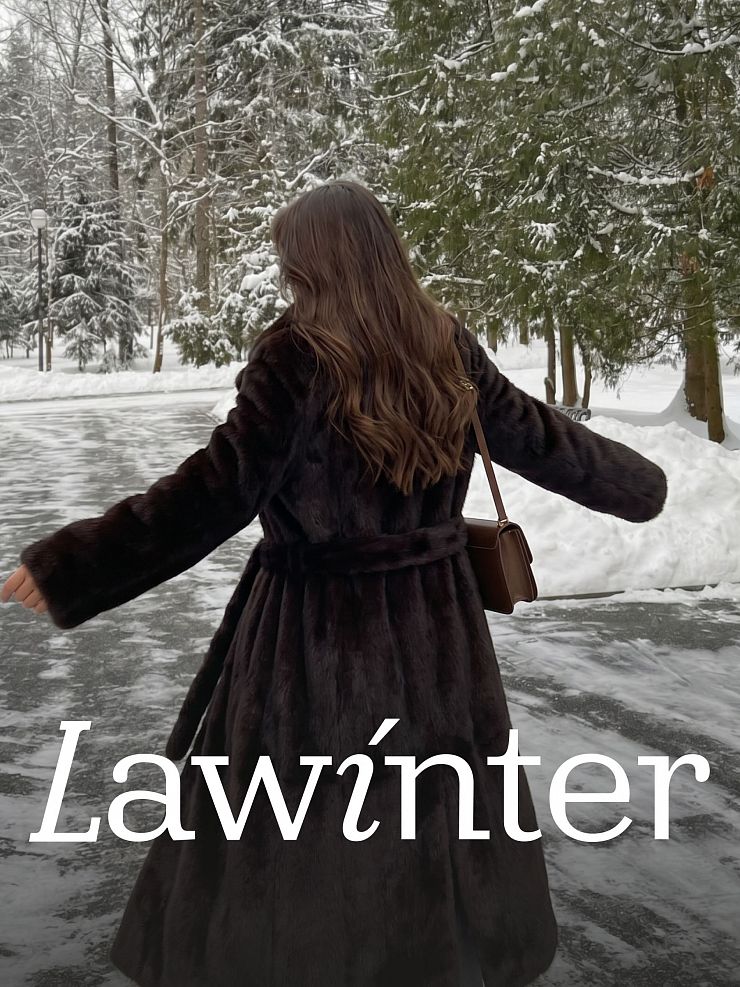 Шуба женская зимняя LAWINTER, темно-коричневая, модель 5391