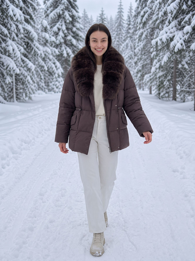 Куртка женская зимняя LAWINTER, коричневая, модель 86385
