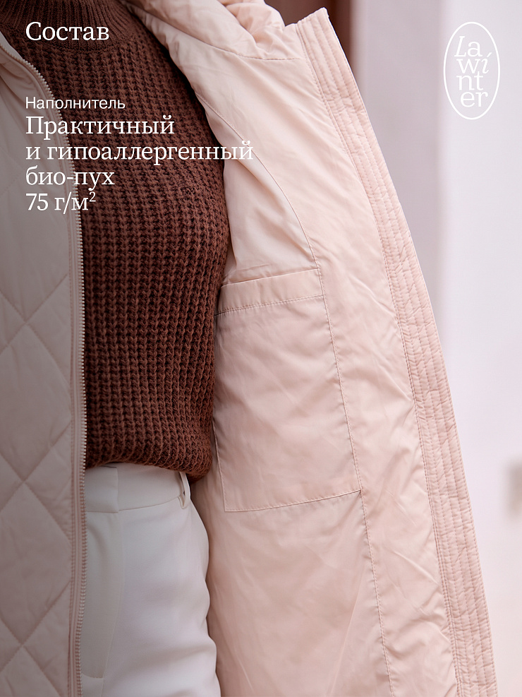 Куртка женская демисезонная LAWINTER, бежевая, модель 82145