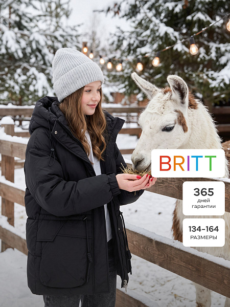 Куртка для девочки зимняя BRITT, черная, модель 66683