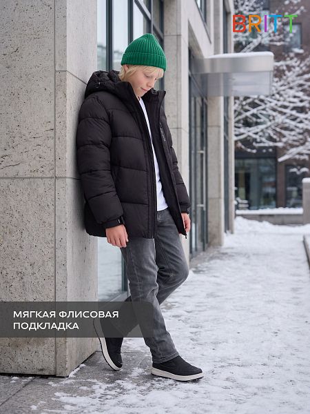 Куртка для мальчика зимняя BRITT, черная, модель 6656