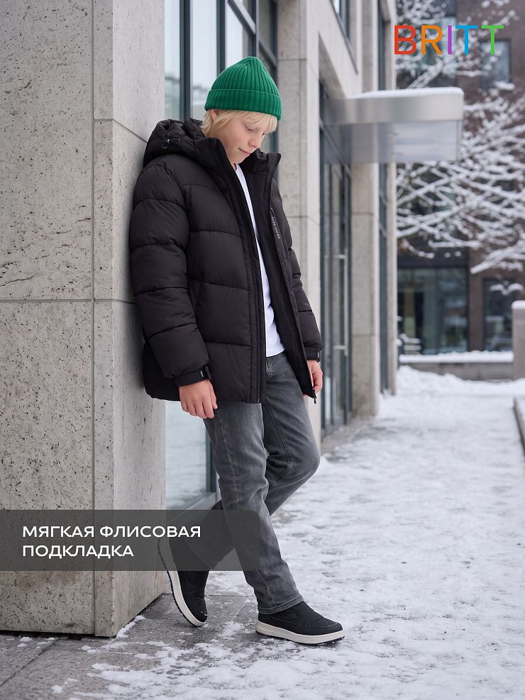 Куртка для мальчика зимняя BRITT, черная, модель 6656