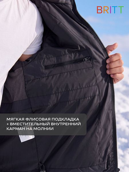 Куртка для мальчика зимняя BRITT, черная, модель 66810