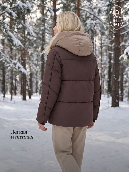 Куртка женская зимняя LAWINTER, коричневая, модель 86538