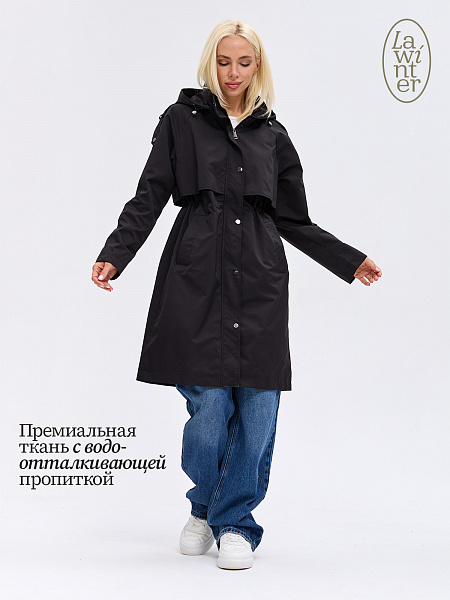 Плащ женский осенний LAWINTER, черный, модель 83967