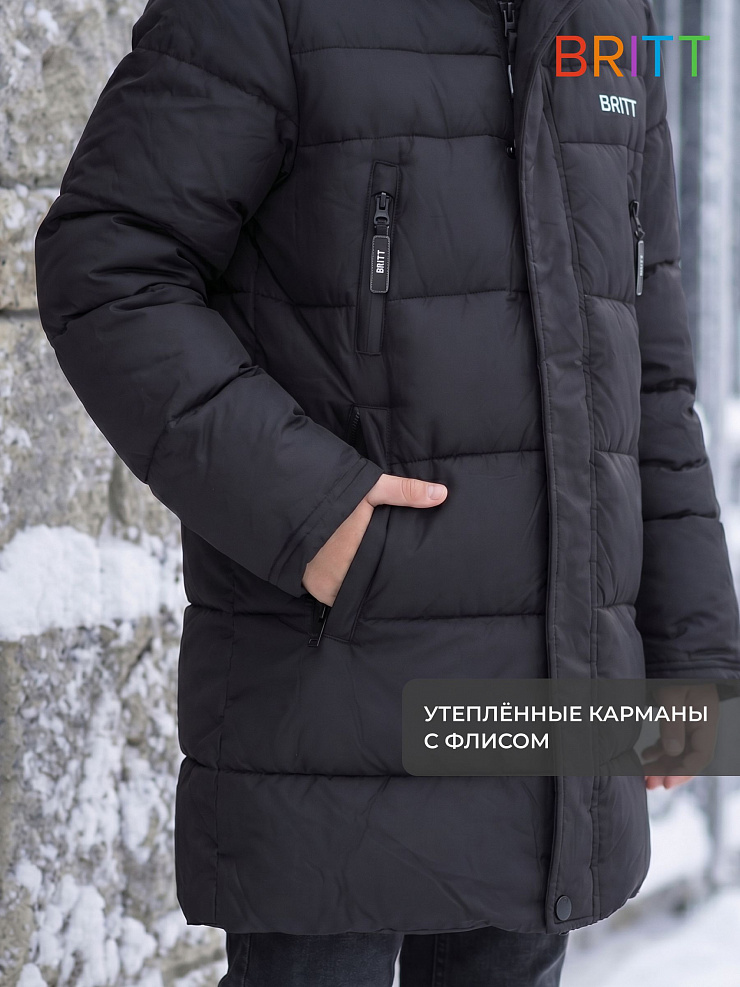 Куртка для мальчика зимняя BRITT, черная, модель 65832