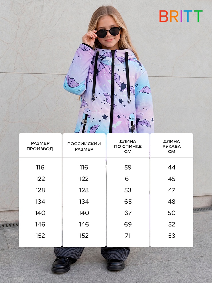 Куртка для девочки демисезонная BRITT, фиолетовая, модель 63751