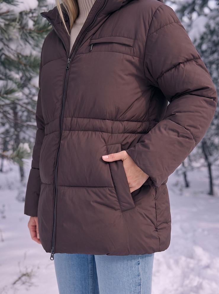 Куртка женская зимняя LAWINTER, коричневая, модель 8696