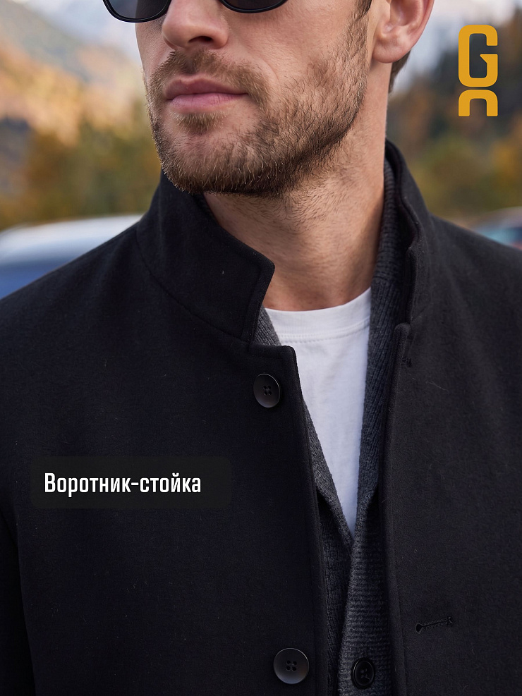 Пальто мужское демисезонное GRIZMAN, черное, модель 75417