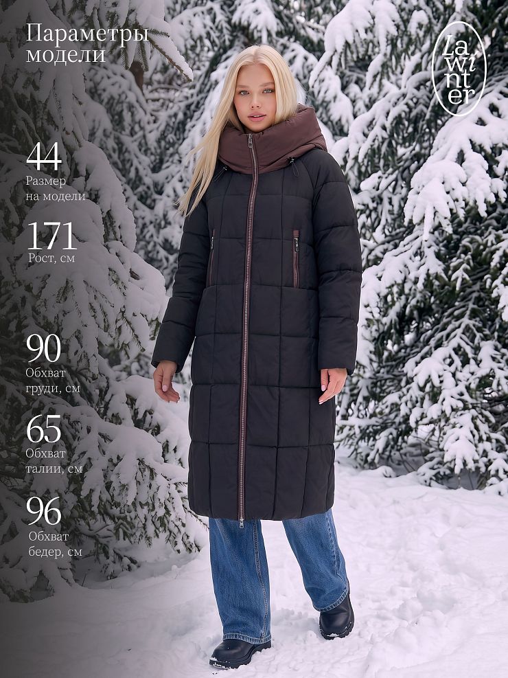 Пуховик женский зимний LAWINTER, черный, модель 86998