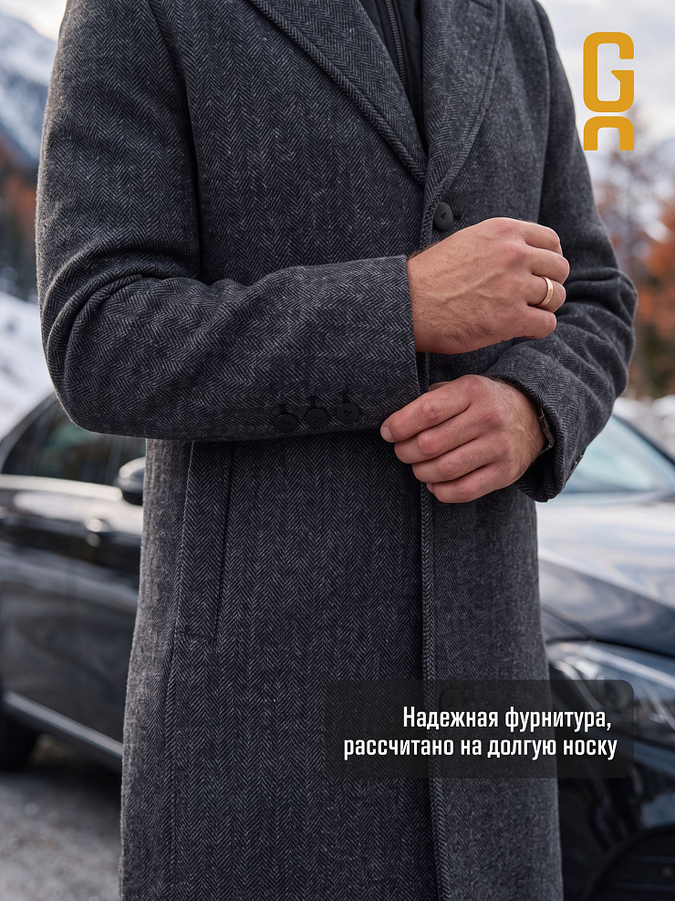 Пальто мужское осеннее GRIZMAN, темно-серое, модель 74954
