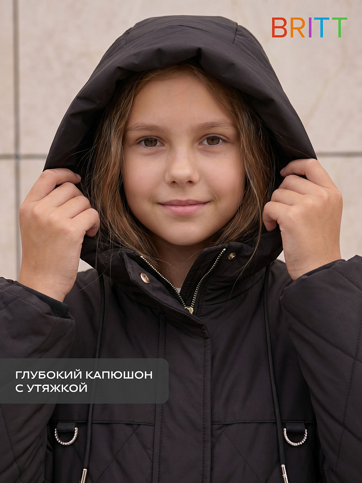 Куртка для девочки демисезонная BRITT, черная, модель 63239