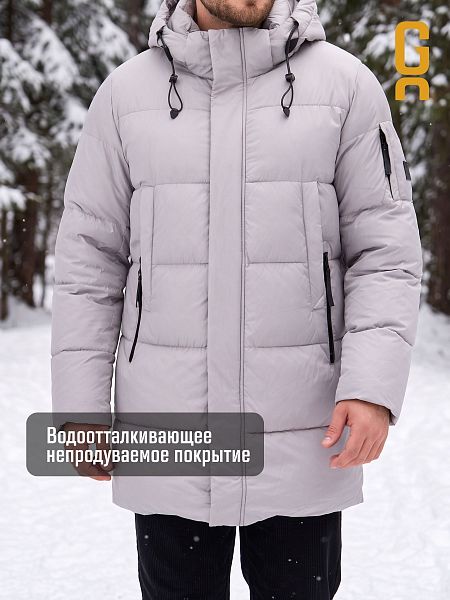 Пуховик мужской зимний GRIZMAN, светло-серый, модель 76438