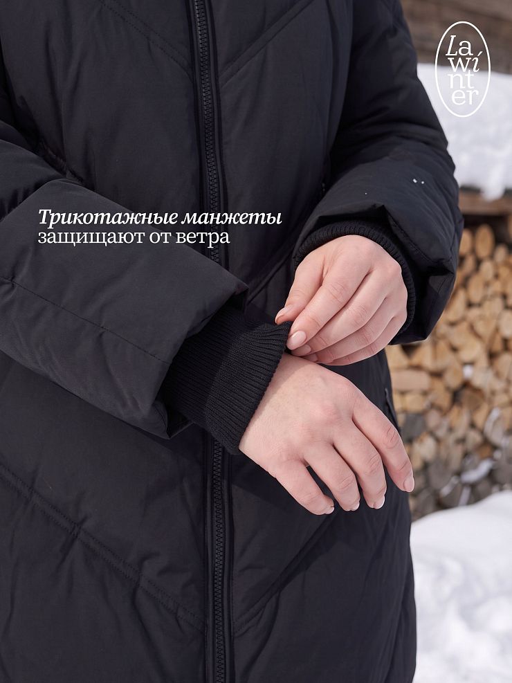Пуховик женский зимний LAWINTER, черный, модель 86477
