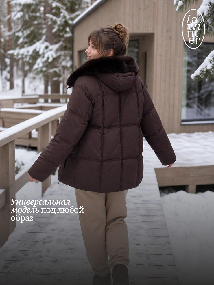 Куртка женская зимняя LAWINTER, коричневая, модель 84222